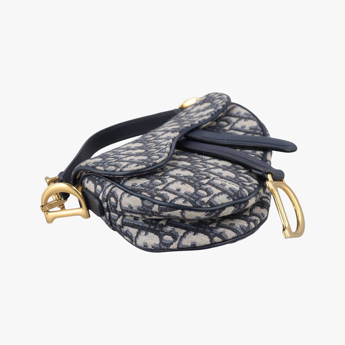 Secondhand Christian Dior Saddle Navy Jacquard × Leather  handbag | stylenewstar