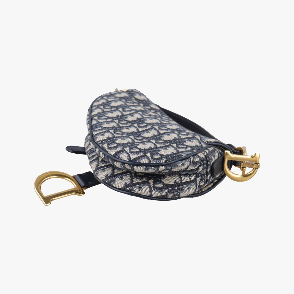 Secondhand Christian Dior Saddle Navy Jacquard × Leather  handbag | stylenewstar