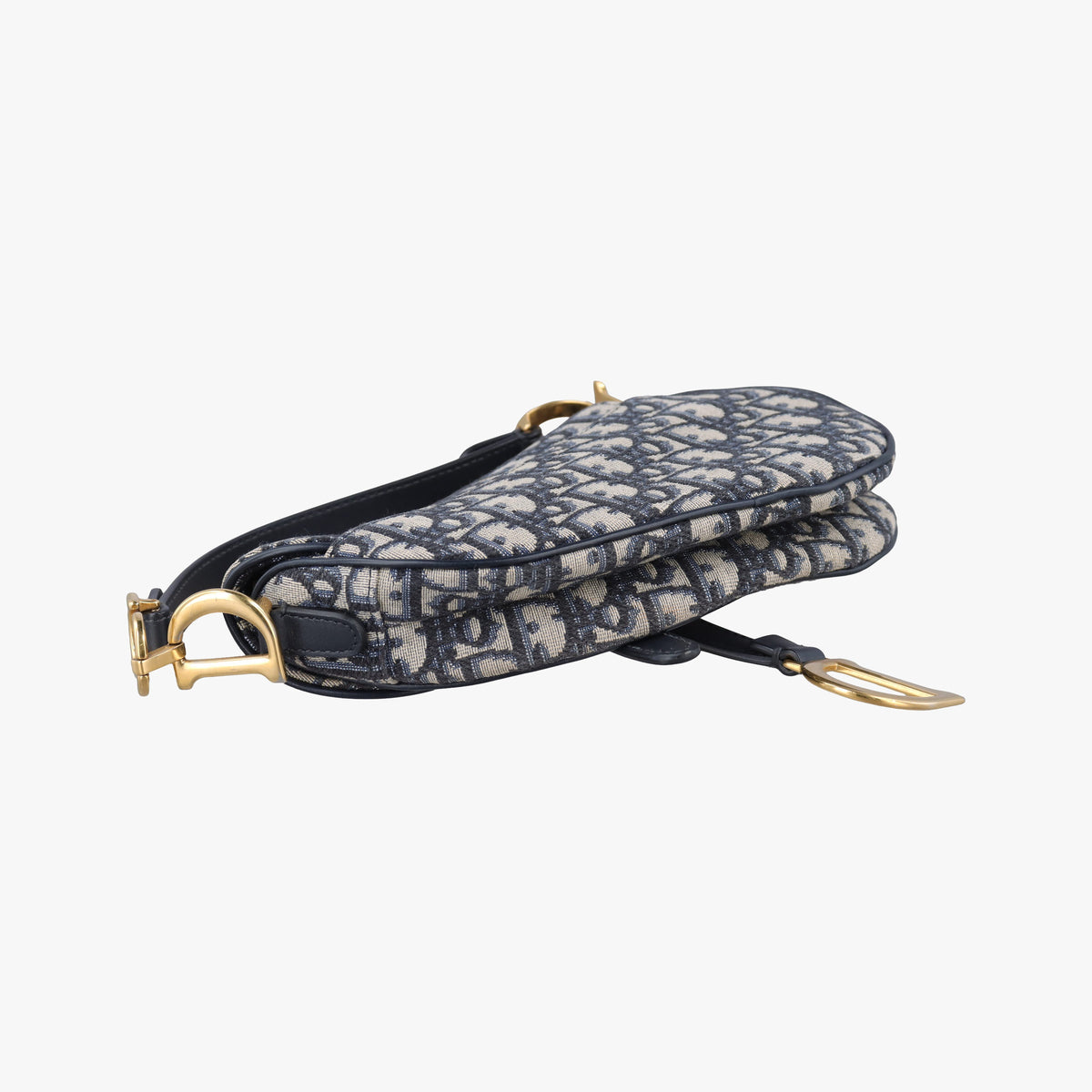 Secondhand Christian Dior Saddle Navy Jacquard × Leather  handbag | stylenewstar
