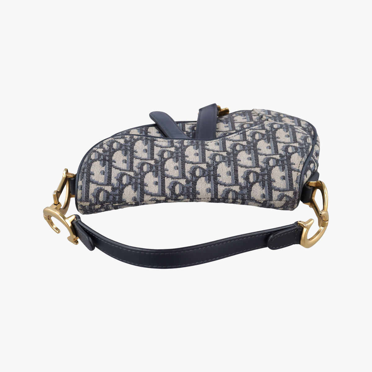 Secondhand Christian Dior Saddle Navy Jacquard × Leather  handbag | stylenewstar