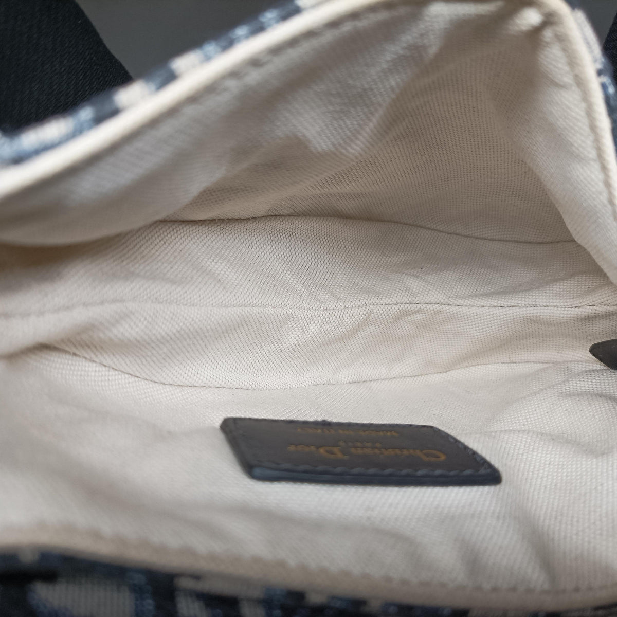 Secondhand Christian Dior Saddle Navy Jacquard × Leather  handbag | stylenewstar