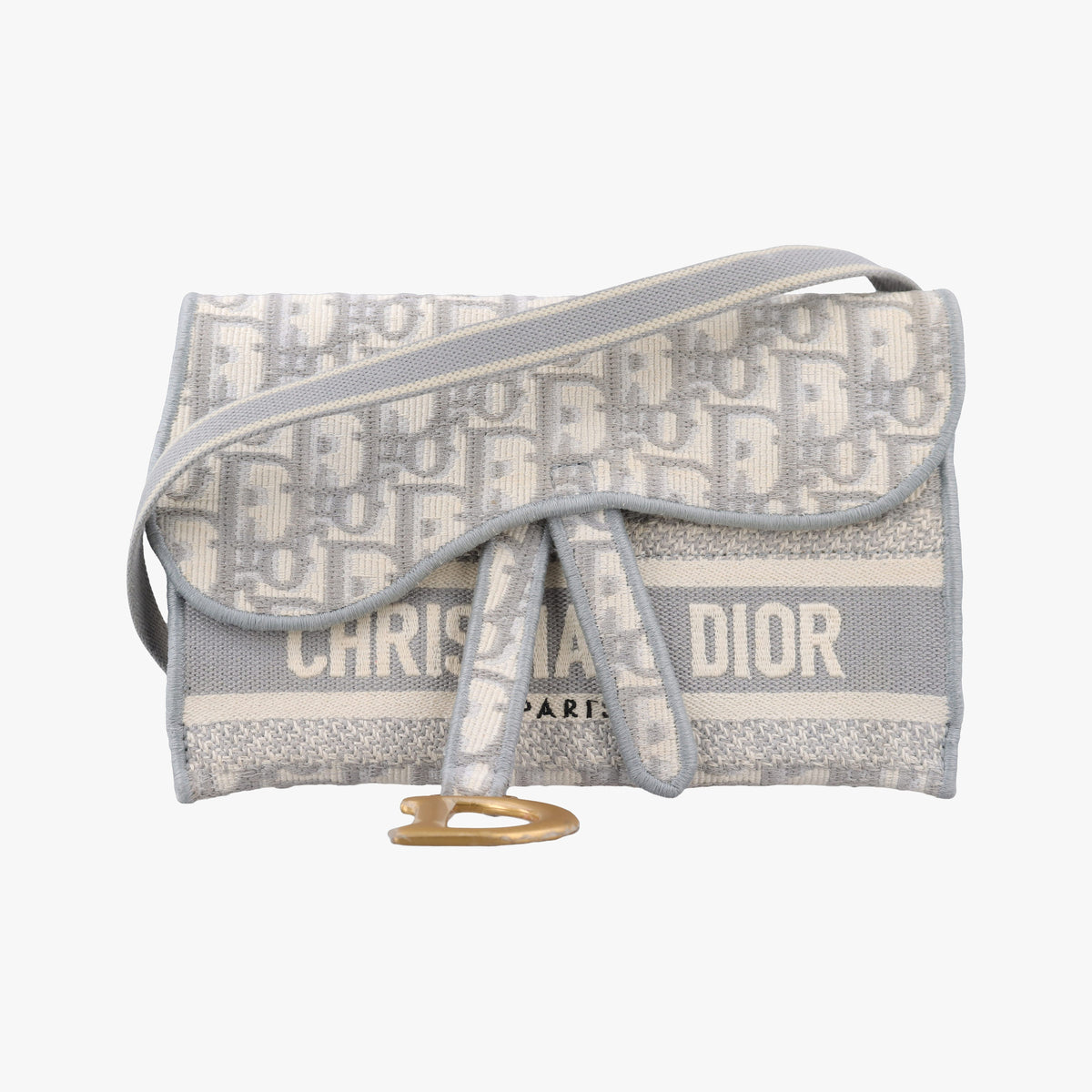 Pre-owned Christian Dior Saddle Grey jacquard  bum bag/waist bag | stylenewstar