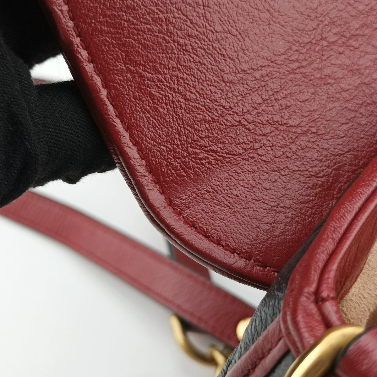 Pre-owned Gucci GG Marmont Black×Red Leather 583571 shoulderbag | stylenewstar