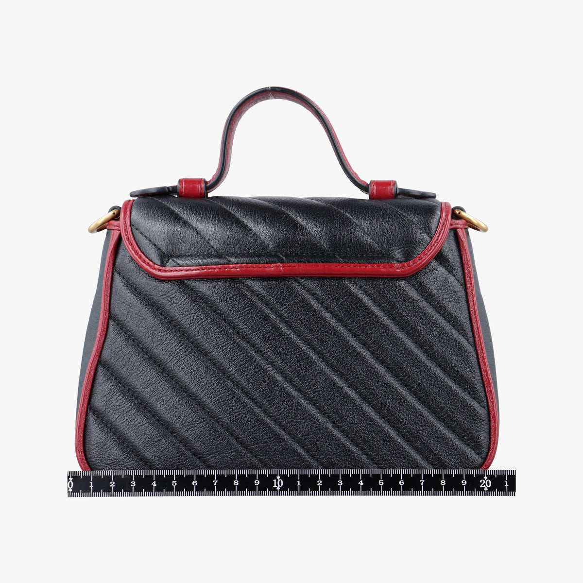 Pre-owned Gucci GG Marmont Black×Red Leather 583571 shoulderbag | stylenewstar