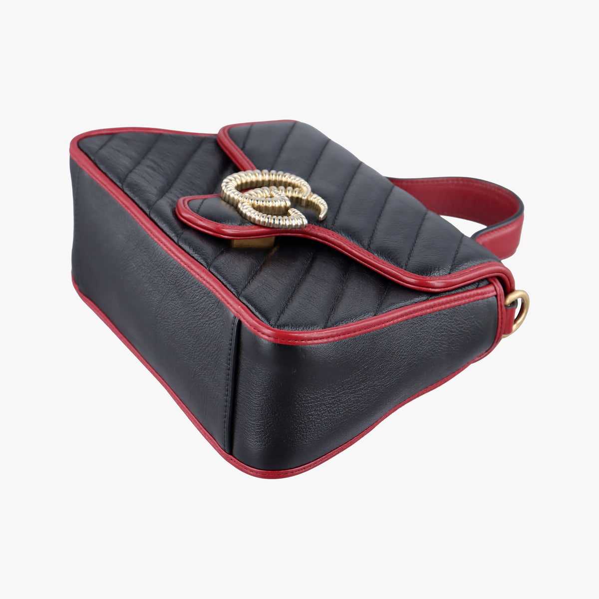 Pre-owned Gucci GG Marmont Black×Red Leather 583571 shoulderbag | stylenewstar