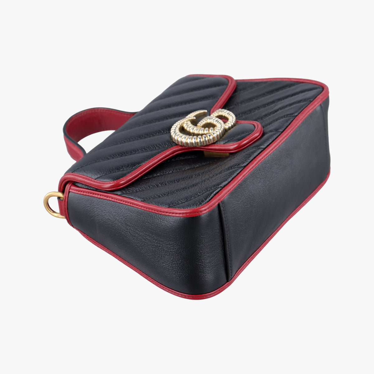 Pre-owned Gucci GG Marmont Black×Red Leather 583571 shoulderbag | stylenewstar