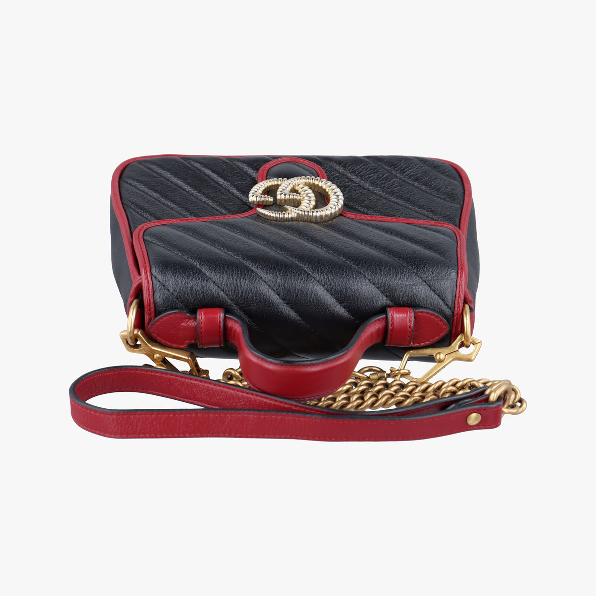 Pre-owned Gucci GG Marmont Black×Red Leather 583571 shoulderbag | stylenewstar