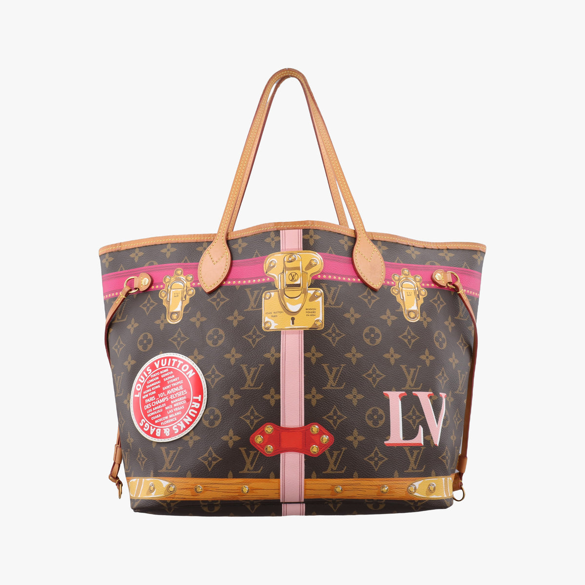 Pre-owned Louis Vuitton Neverfull MM Summer Trunk brown×Multicolor Monogram Canvas M41390 shoulderbag | stylenewstar