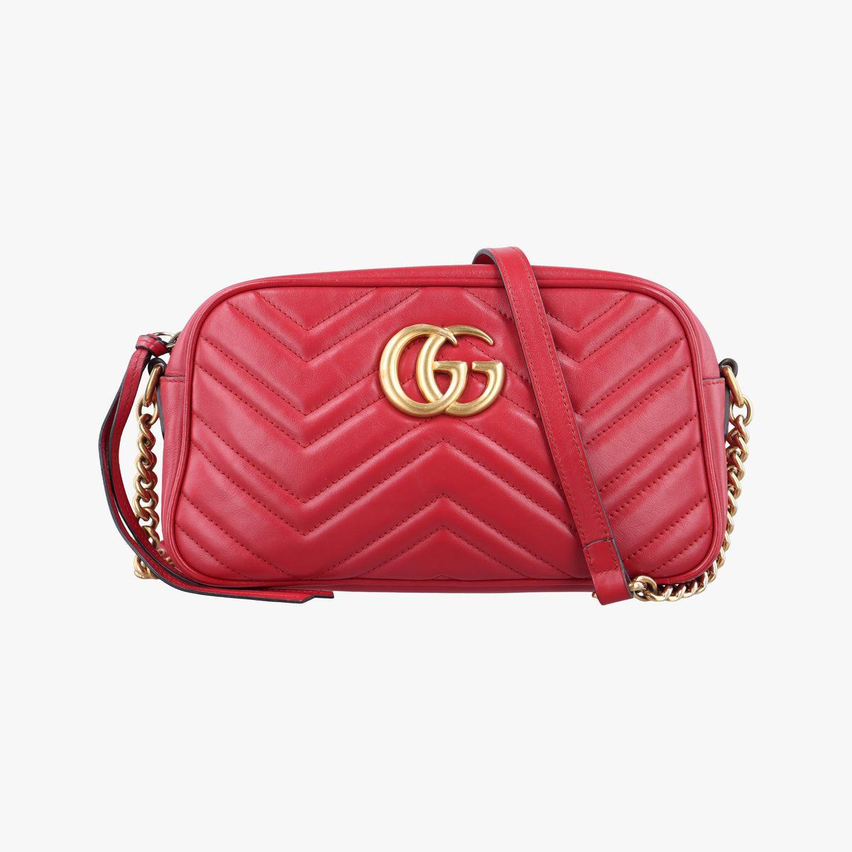 Pre-owned Gucci GG Marmont Red Leather 447632 shoulderbag | stylenewstar