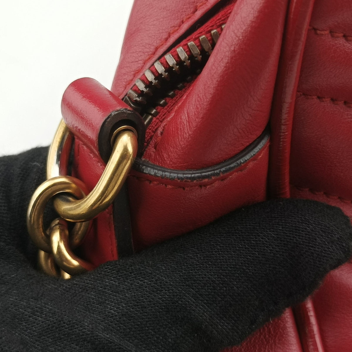 Pre-owned Gucci GG Marmont Red Leather 447632 shoulderbag | stylenewstar