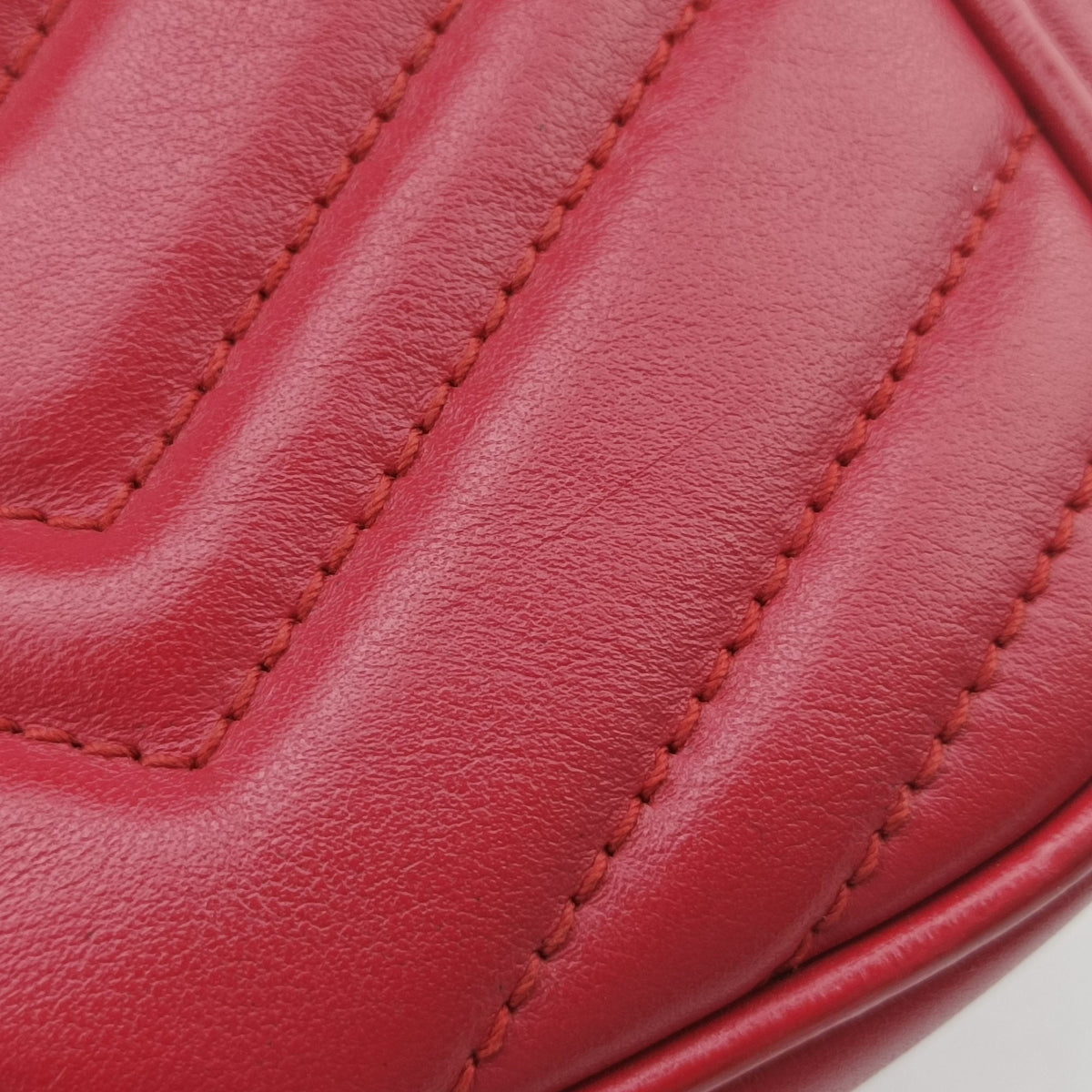 Pre-owned Gucci GG Marmont Red Leather 447632 shoulderbag | stylenewstar