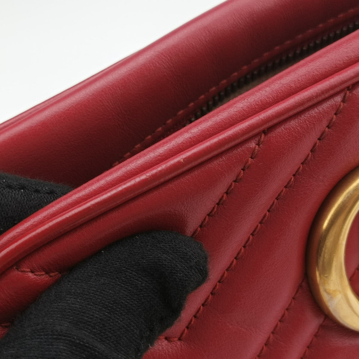 Pre-owned Gucci GG Marmont Red Leather 447632 shoulderbag | stylenewstar