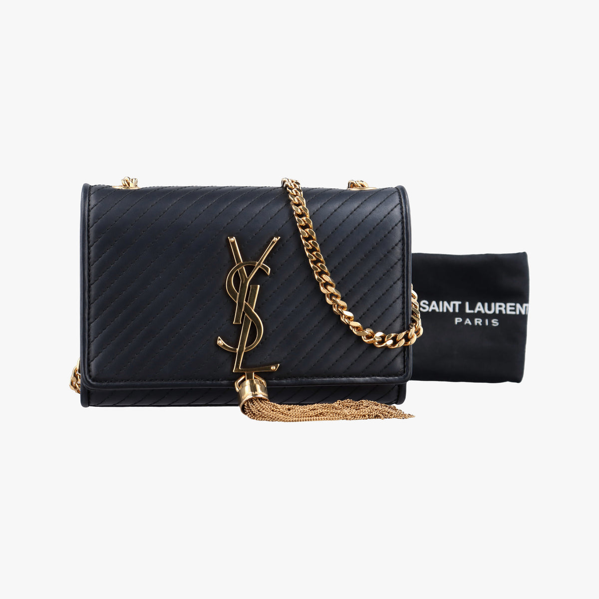 Secondhand Yves Saint Laurent Monogram Kate Black Leather 356096 shoulderbag | stylenewstar