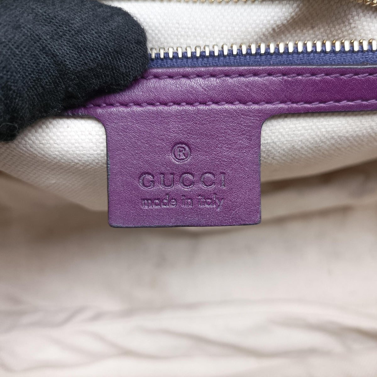 Pre-owned Gucci New Bamboo Purple Patent Leather 254884 shoulderbag | stylenewstar