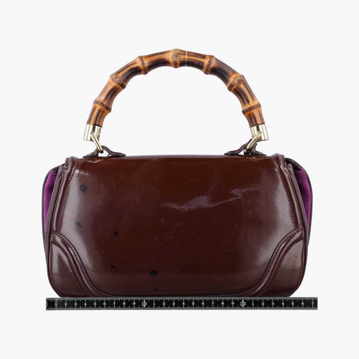 Pre-owned Gucci New Bamboo Purple Patent Leather 254884 shoulderbag | stylenewstar