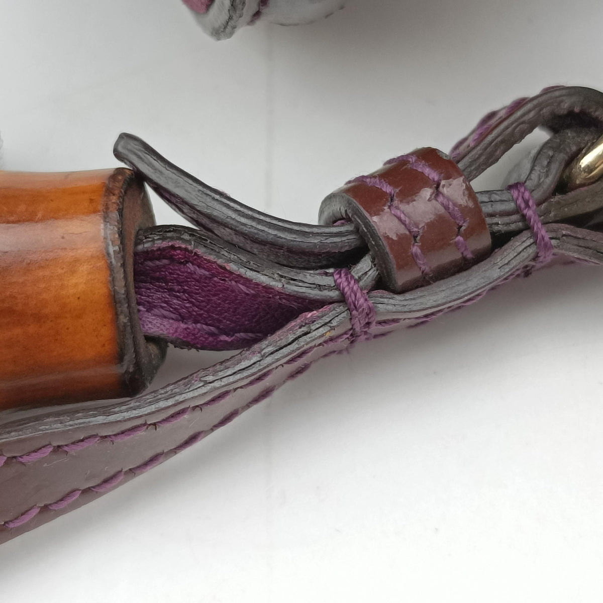 Pre-owned Gucci New Bamboo Purple Patent Leather 254884 shoulderbag | stylenewstar