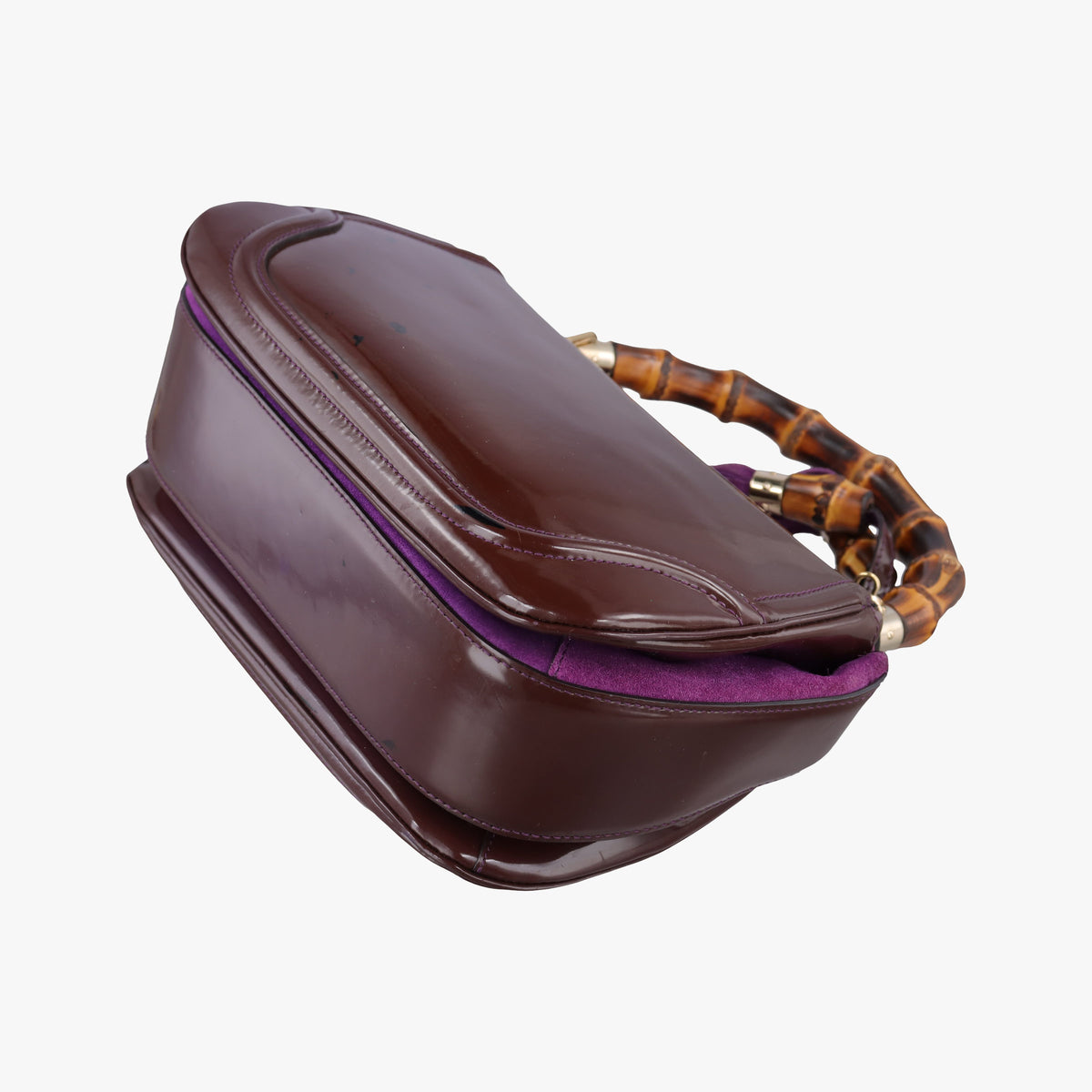 Pre-owned Gucci New Bamboo Purple Patent Leather 254884 shoulderbag | stylenewstar