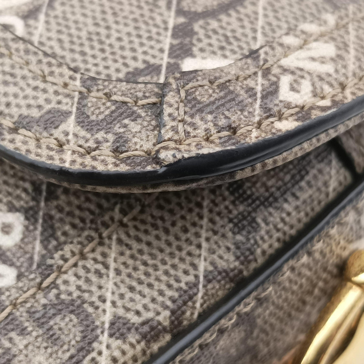 Pre-owned Gucci Horsebit 1955 Beige×Brown PVC coated canvas 658574 shoulderbag | stylenewstar