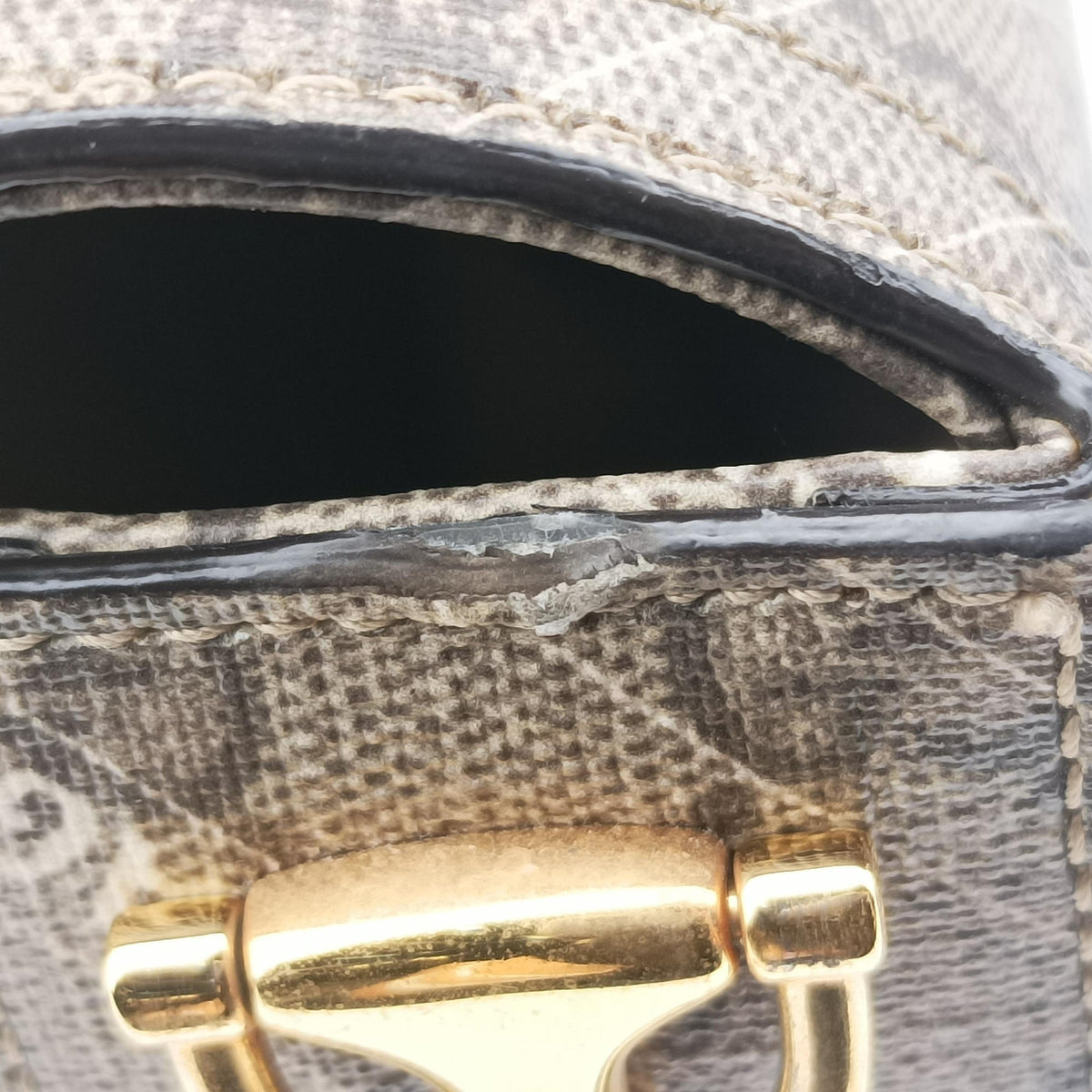 Pre-owned Gucci Horsebit 1955 Beige×Brown PVC coated canvas 658574 shoulderbag | stylenewstar