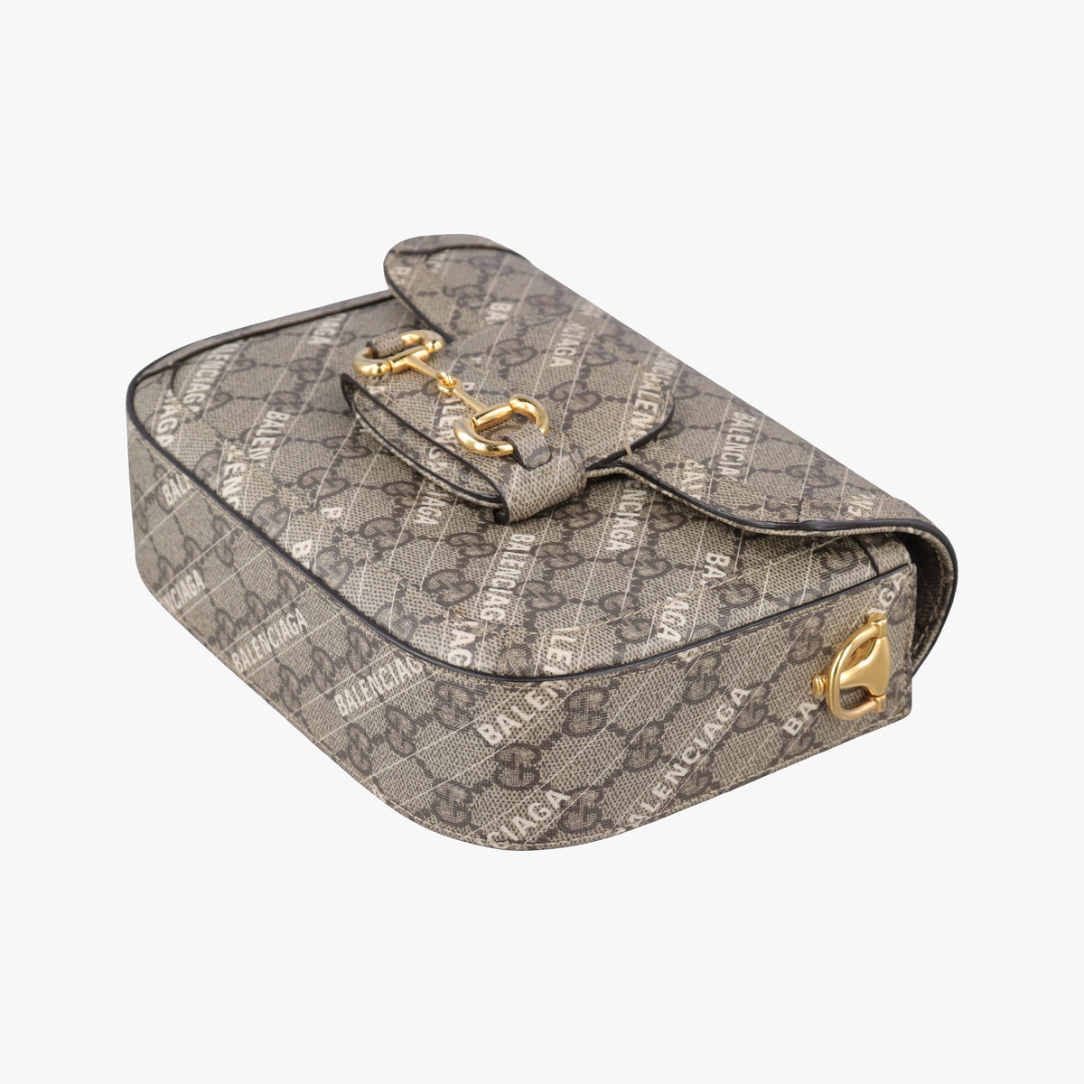 Pre-owned Gucci Horsebit 1955 Beige×Brown PVC coated canvas 658574 shoulderbag | stylenewstar