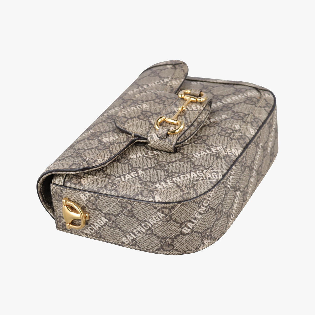 Pre-owned Gucci Horsebit 1955 Beige×Brown PVC coated canvas 658574 shoulderbag | stylenewstar