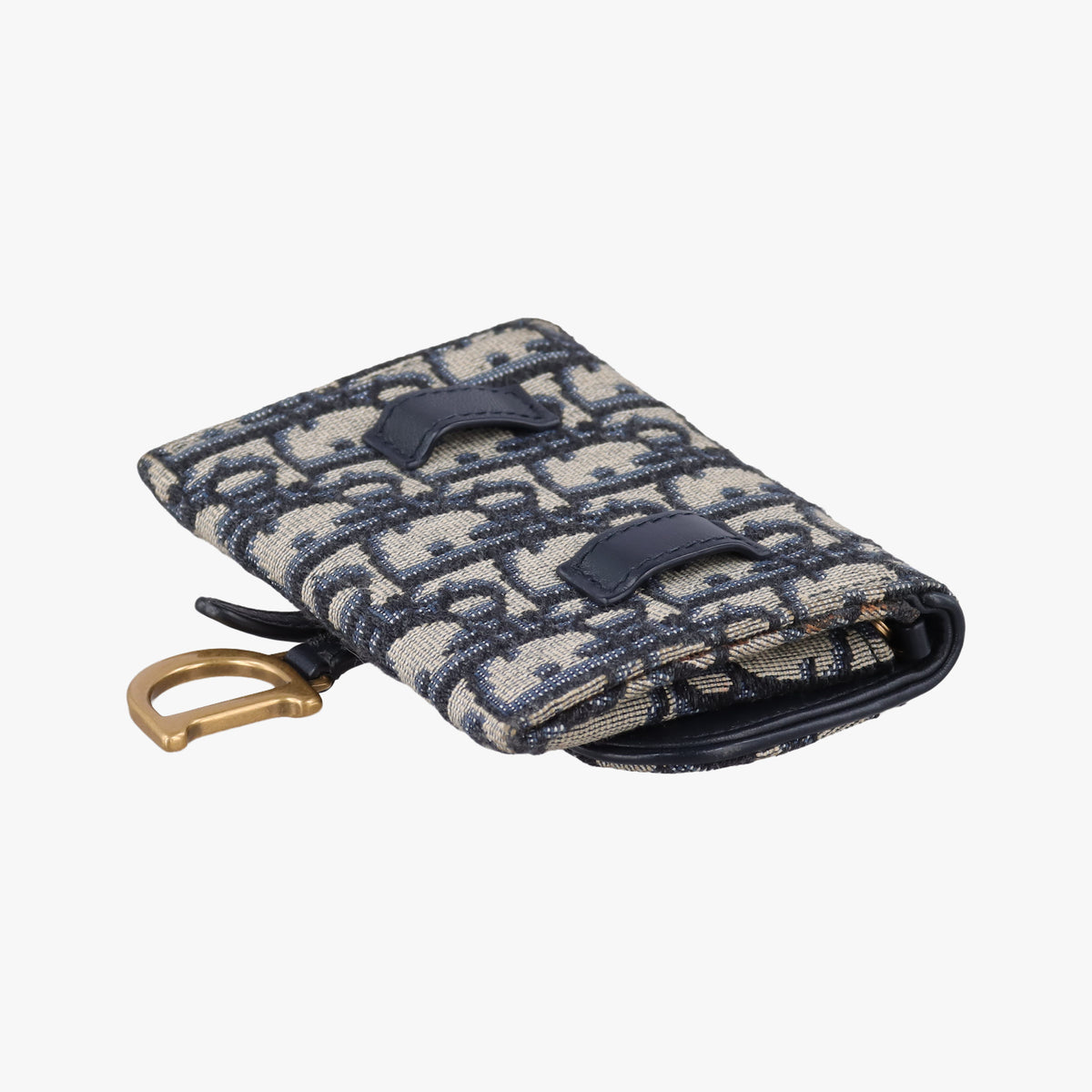 Pre-owned Christian Dior Saddle Navy jacquard×Leather  shoulderbag | stylenewstar