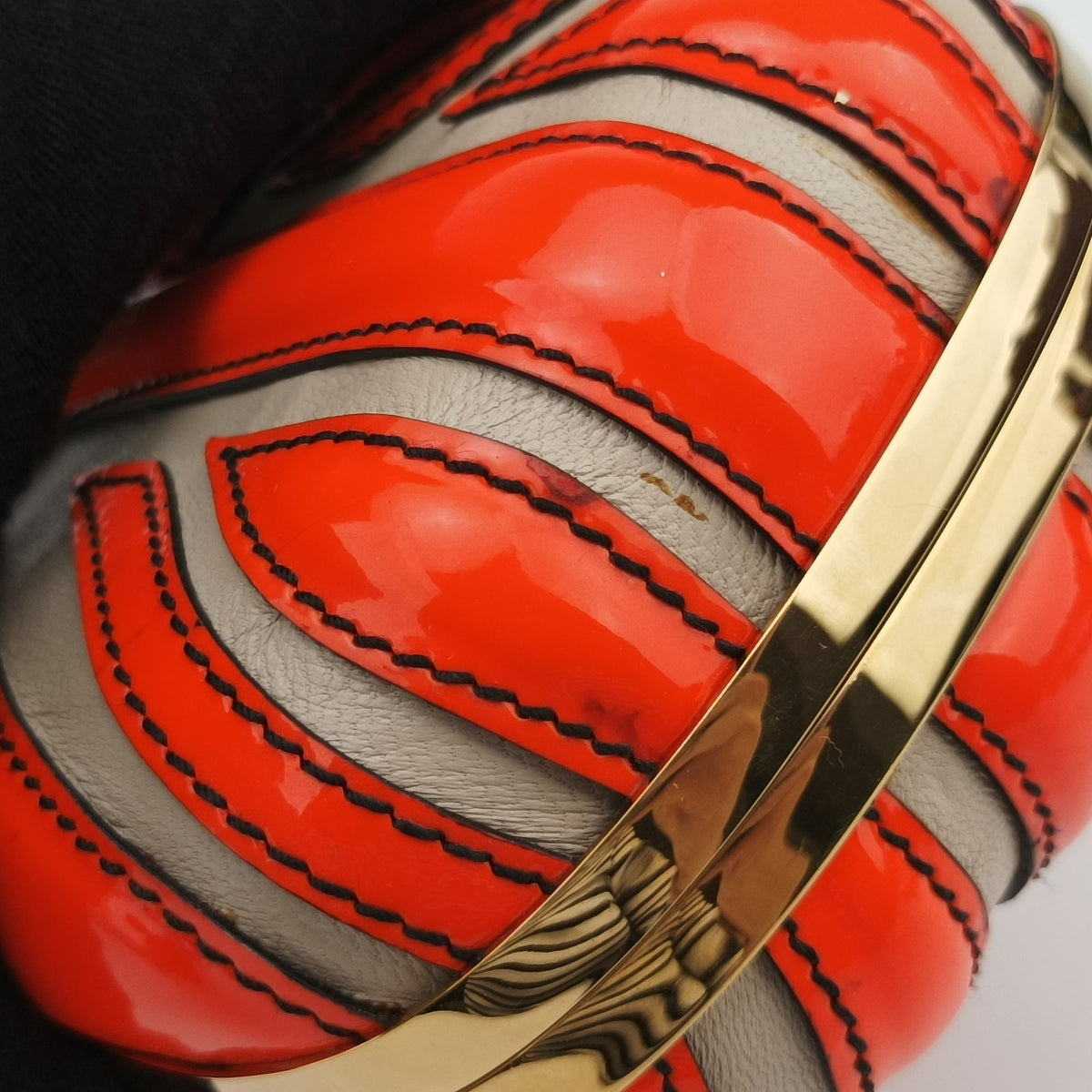 Secondhand Alexander McQueen skull clutch Orange Enamel x Leather  clutchbag | stylenewstar