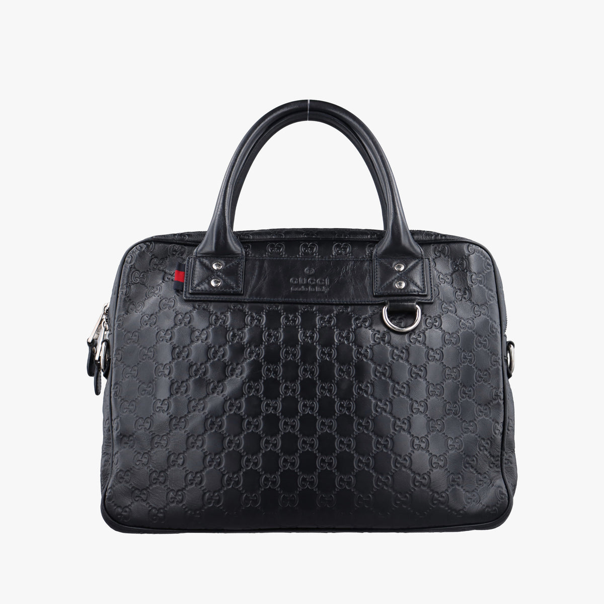 Pre-owned Gucci Guccissima Briefcase Business Black Leather 328937 handbag | stylenewstar