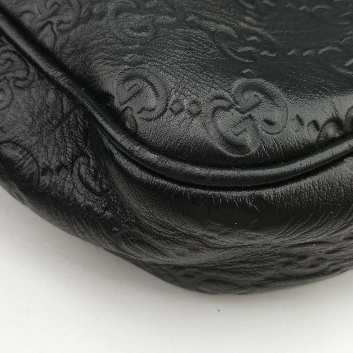 Pre-owned Gucci Guccissima Briefcase Business Black Leather 328937 handbag | stylenewstar