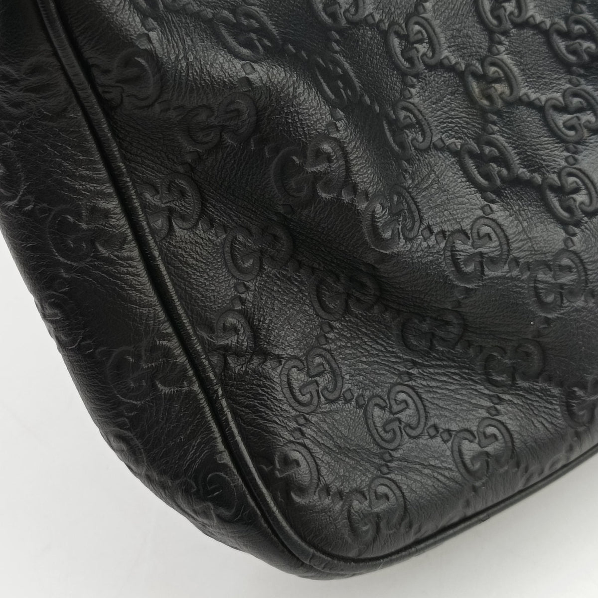 Pre-owned Gucci Guccissima Briefcase Business Black Leather 328937 handbag | stylenewstar