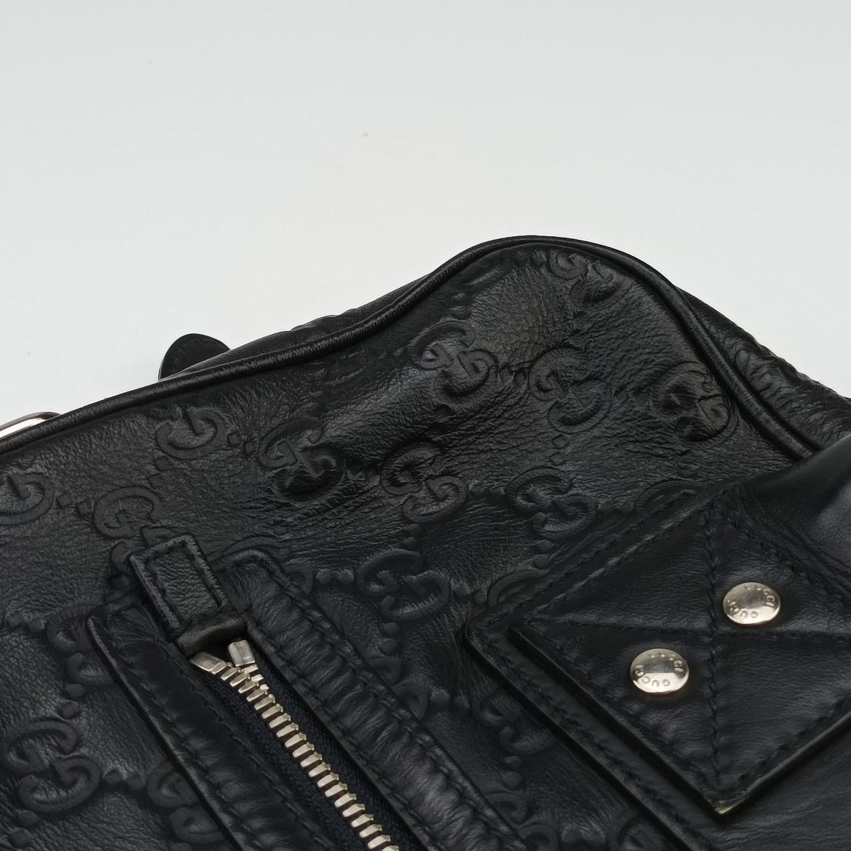 Pre-owned Gucci Guccissima Briefcase Business Black Leather 328937 handbag | stylenewstar