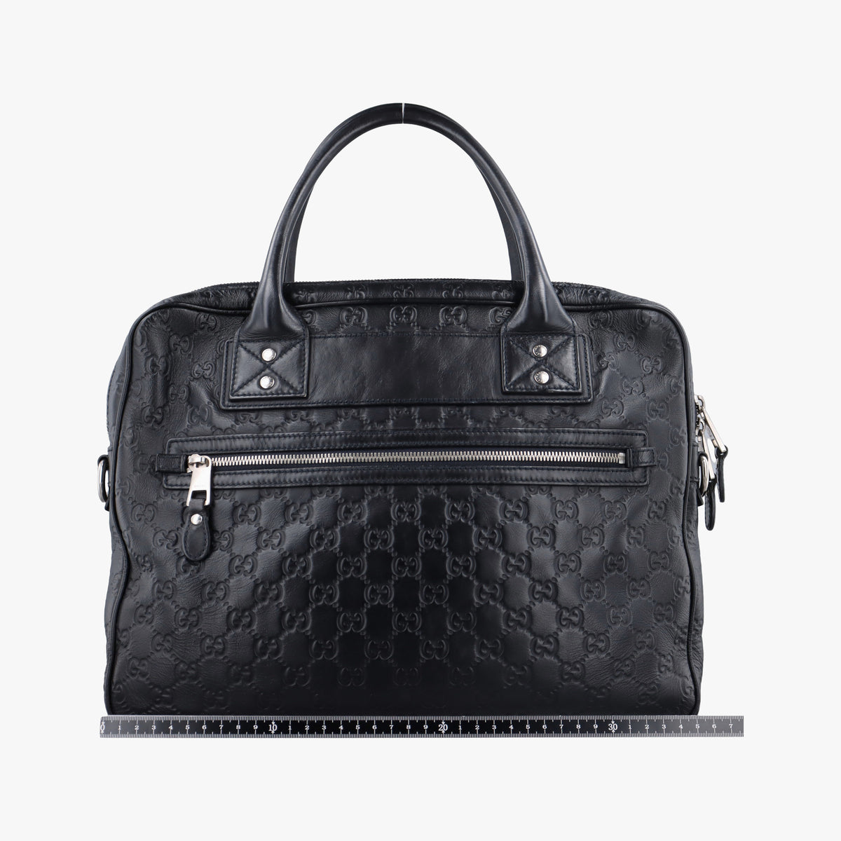 Pre-owned Gucci Guccissima Briefcase Business Black Leather 328937 handbag | stylenewstar