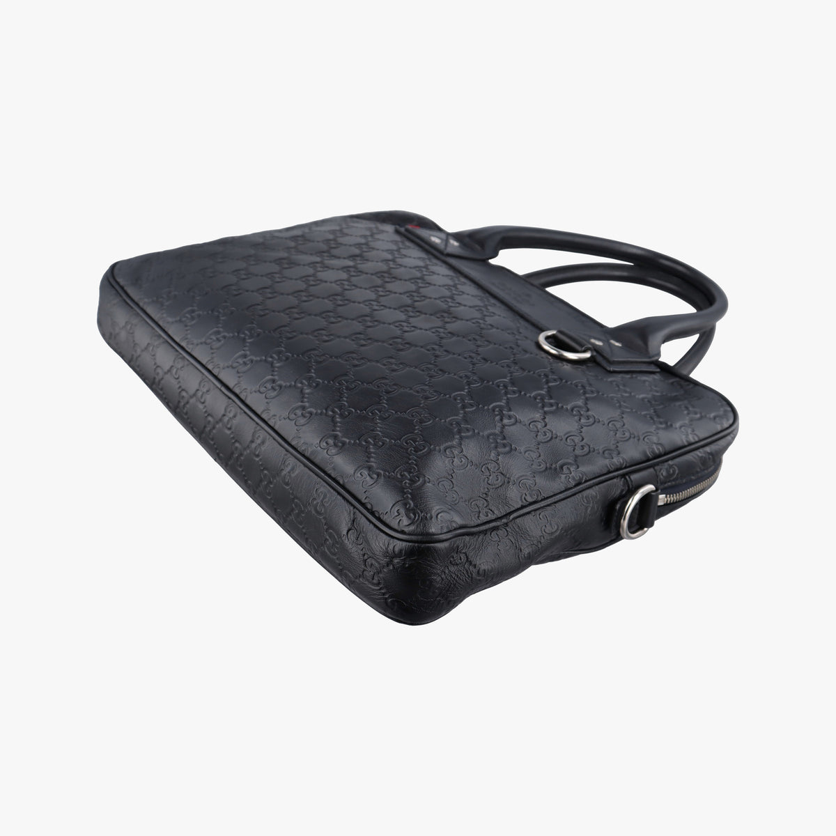 Pre-owned Gucci Guccissima Briefcase Business Black Leather 328937 handbag | stylenewstar