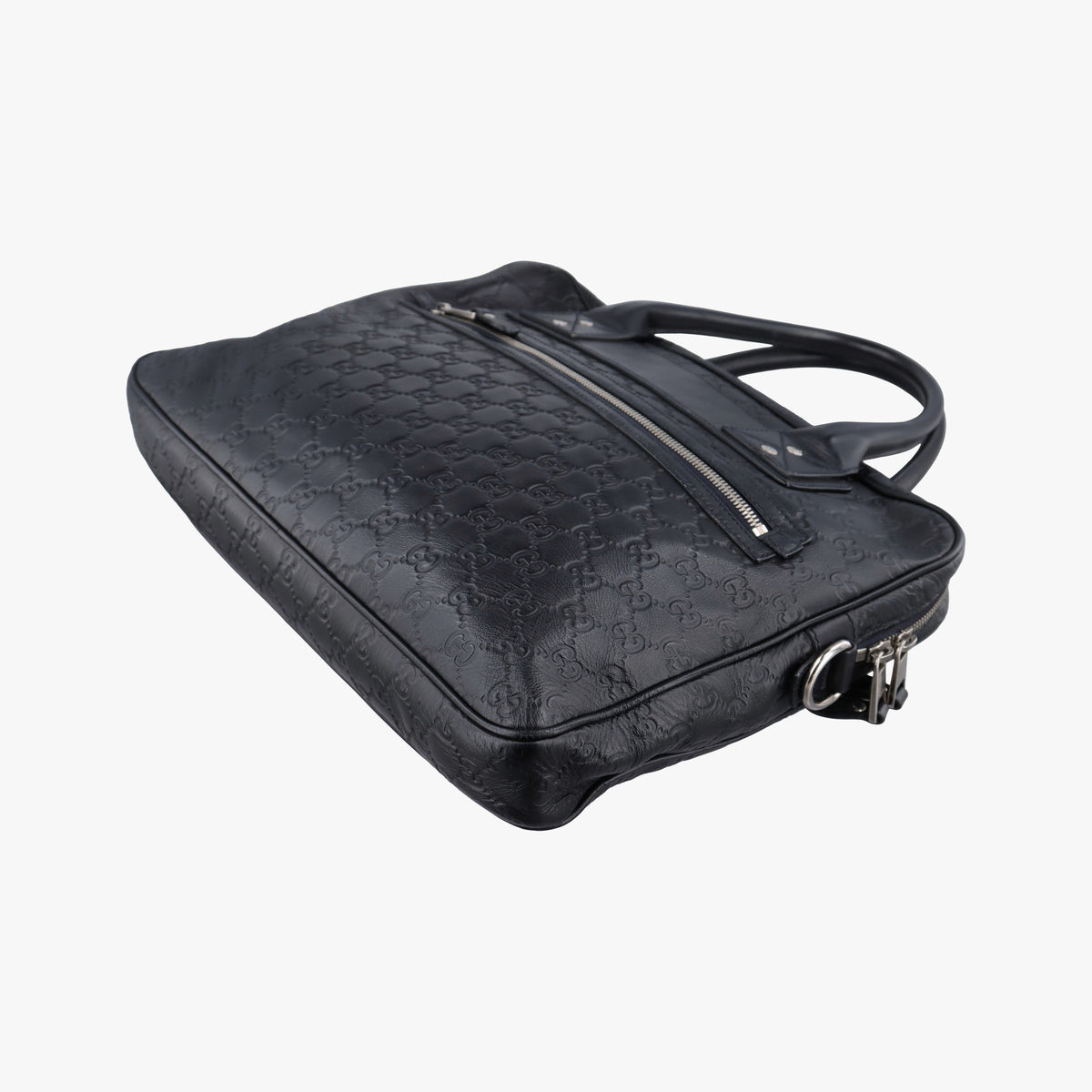 Pre-owned Gucci Guccissima Briefcase Business Black Leather 328937 handbag | stylenewstar