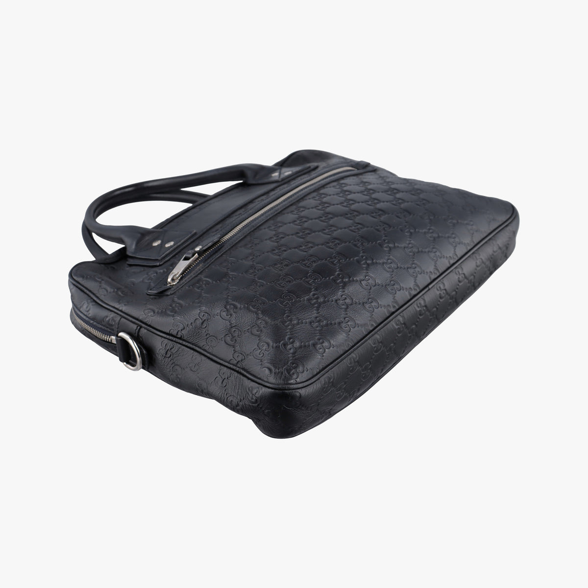 Pre-owned Gucci Guccissima Briefcase Business Black Leather 328937 handbag | stylenewstar