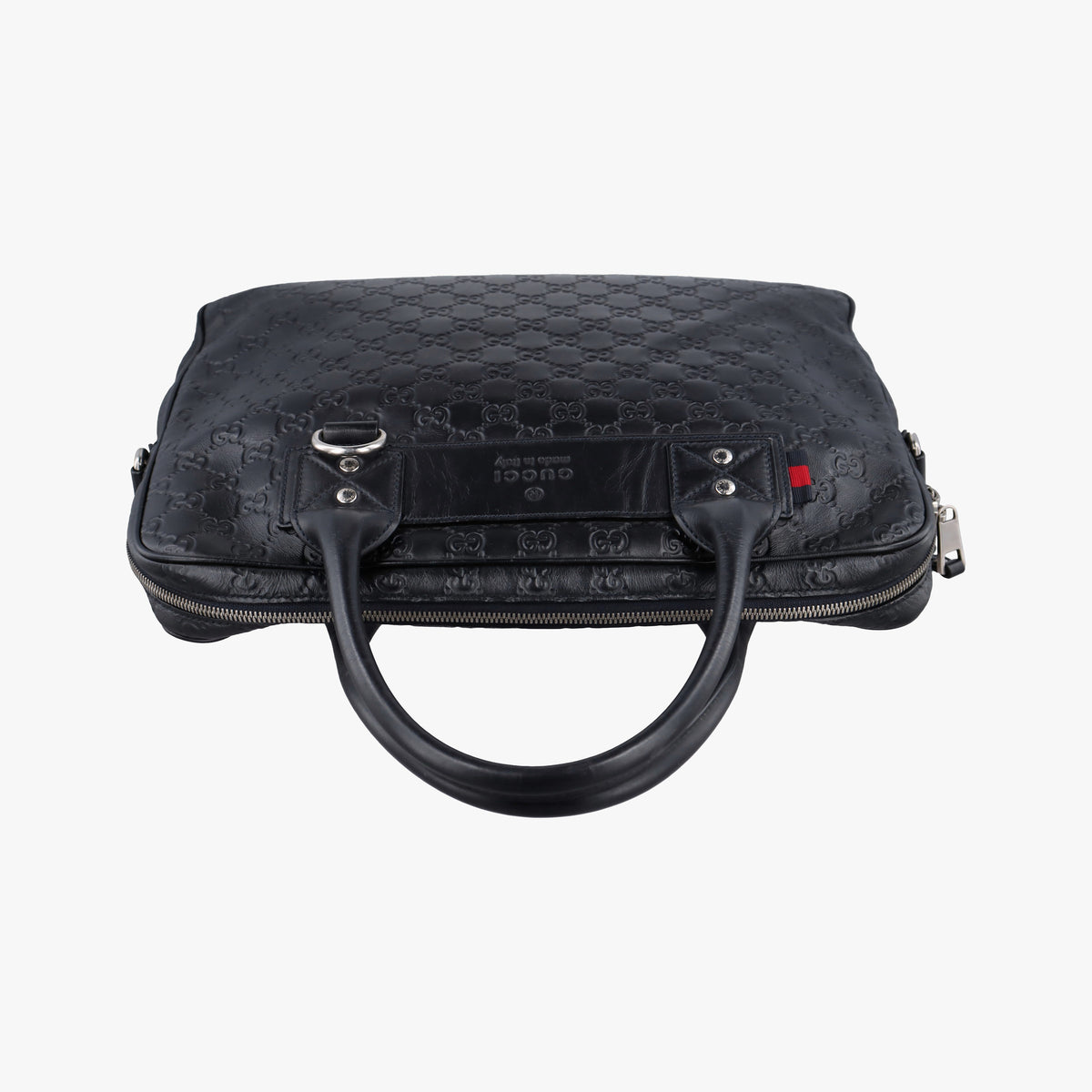Pre-owned Gucci Guccissima Briefcase Business Black Leather 328937 handbag | stylenewstar