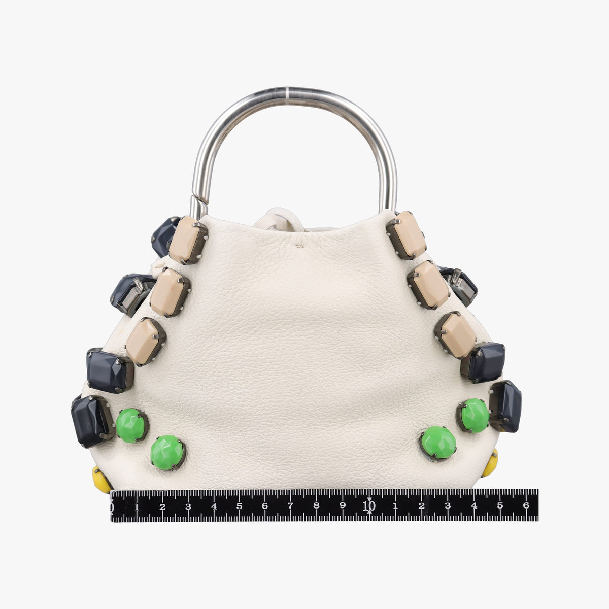 Pre-owned Prada Ring Bag White Leather  handbag | stylenewstar