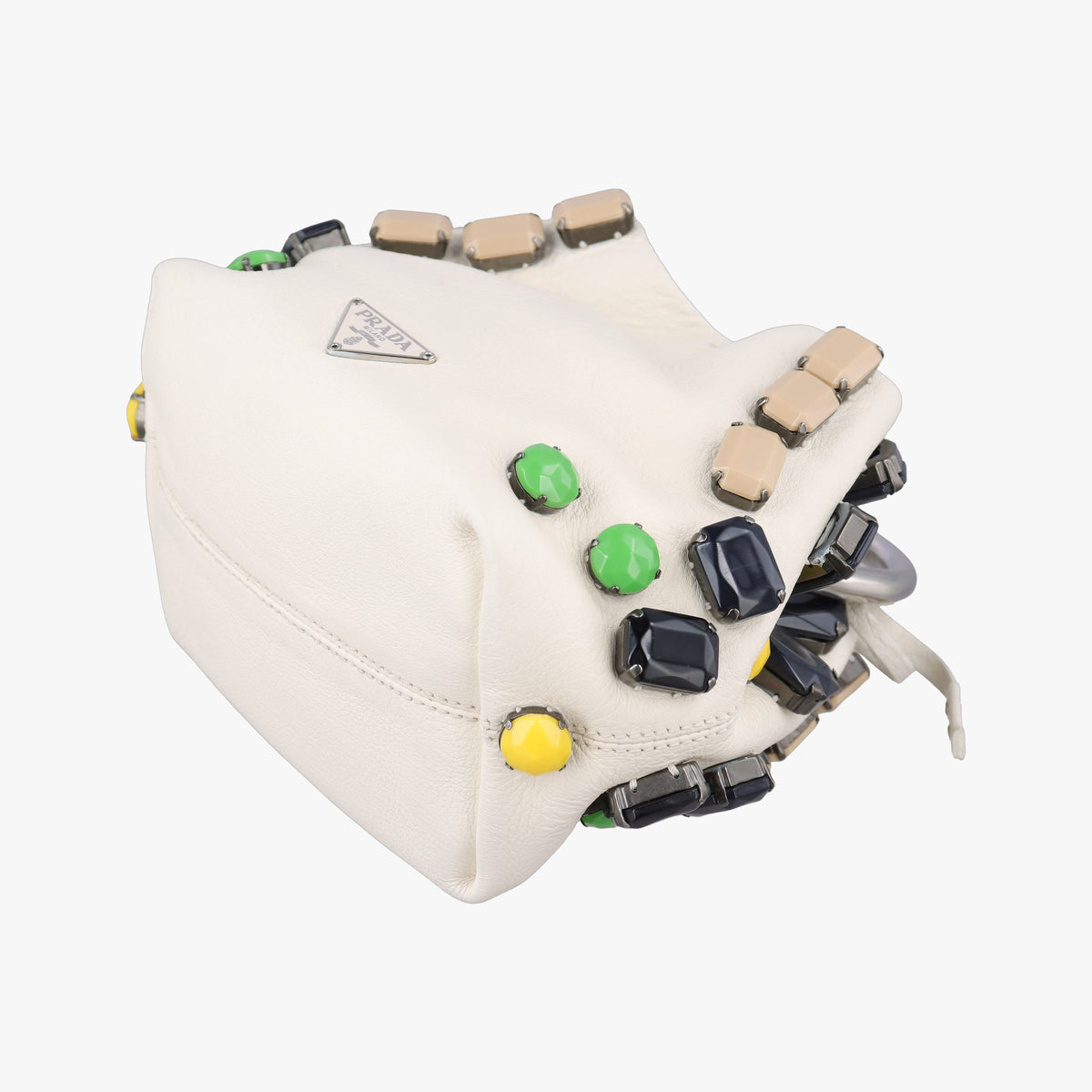Pre-owned Prada Ring Bag White Leather  handbag | stylenewstar