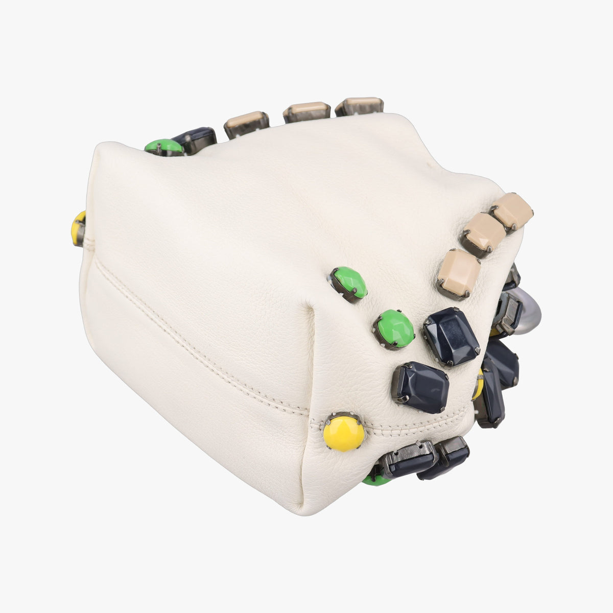 Pre-owned Prada Ring Bag White Leather  handbag | stylenewstar