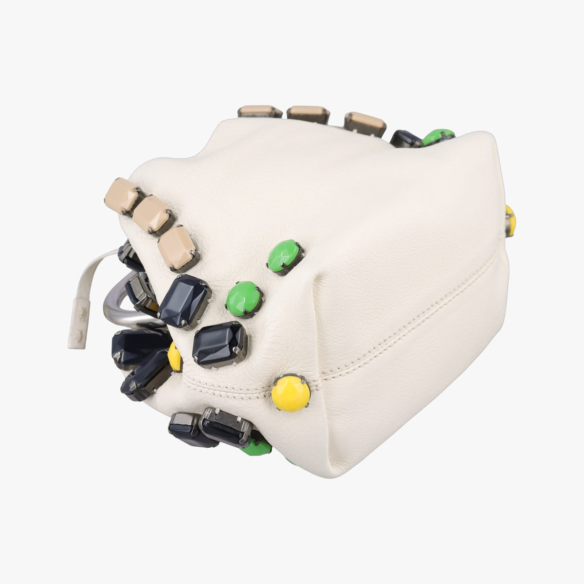 Pre-owned Prada Ring Bag White Leather  handbag | stylenewstar