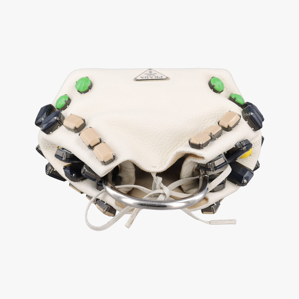 Pre-owned Prada Ring Bag White Leather  handbag | stylenewstar