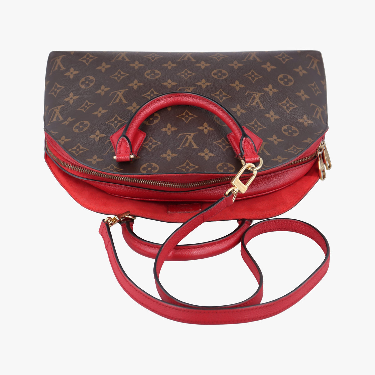 Pre-owned Louis Vuitton Alma Bag Into Bag Brown×Rouge Monogram Canvas M41779 shoulderbag | stylenewstar