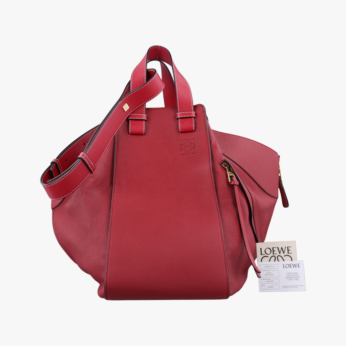 Pre-owned Loewe Hammock Burgundy Leather  shoulderbag | stylenewstar