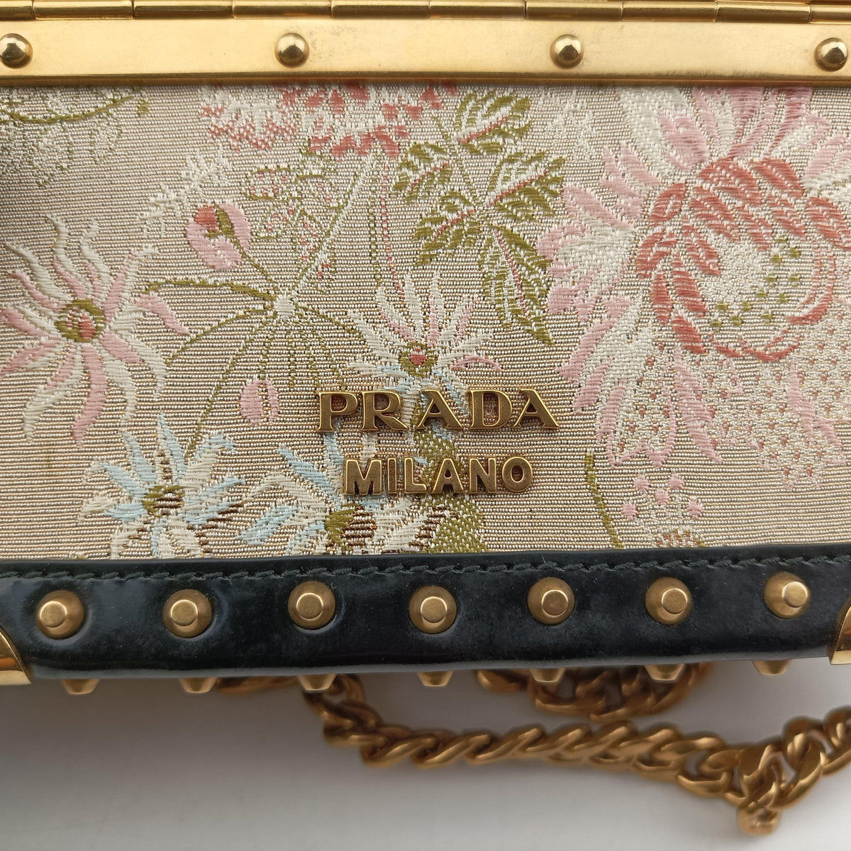 Pre-owned Prada Treasure Trunk Floral Pink x Multi Textile x Leather  shoulderbag | stylenewstar