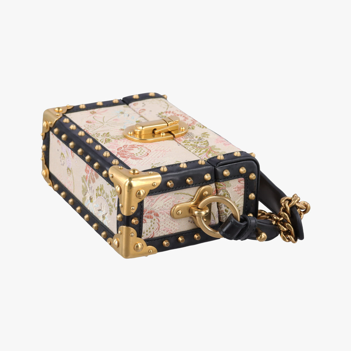 Pre-owned Prada Treasure Trunk Floral Pink x Multi Textile x Leather  shoulderbag | stylenewstar