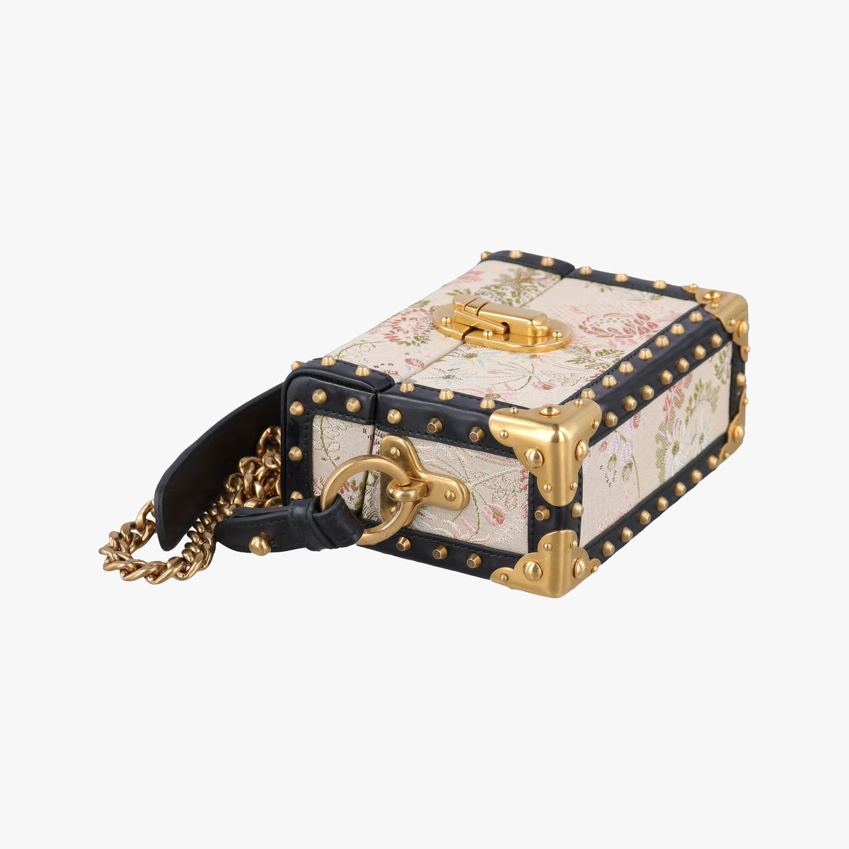 Pre-owned Prada Treasure Trunk Floral Pink x Multi Textile x Leather  shoulderbag | stylenewstar