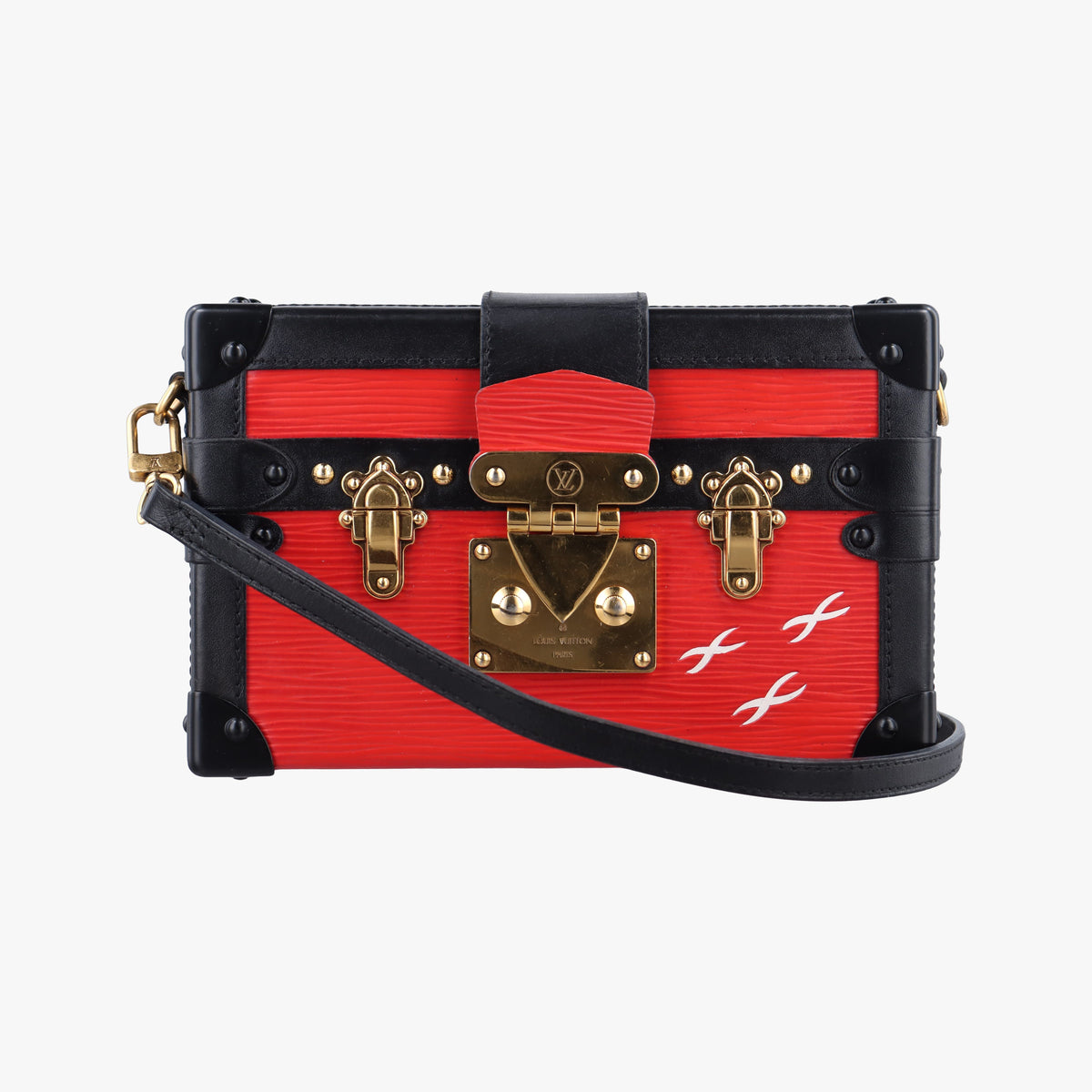 Pre-owned Louis Vuitton PETITE MALLE Noir×COQUELICOT epi×Leather M54651 shoulderbag | stylenewstar