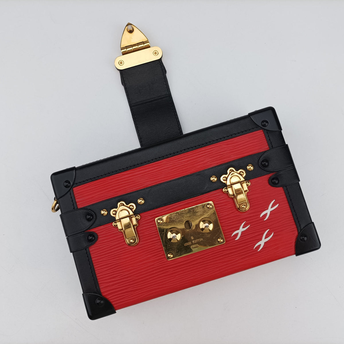 Pre-owned Louis Vuitton PETITE MALLE Noir×COQUELICOT epi×Leather M54651 shoulderbag | stylenewstar
