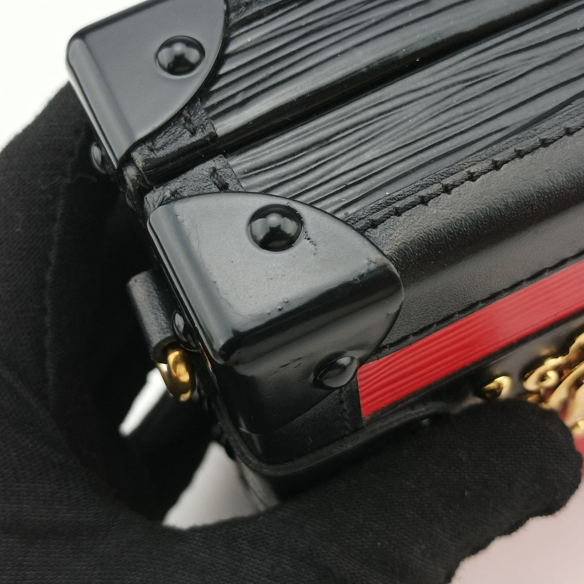 Pre-owned Louis Vuitton PETITE MALLE Noir×COQUELICOT epi×Leather M54651 shoulderbag | stylenewstar