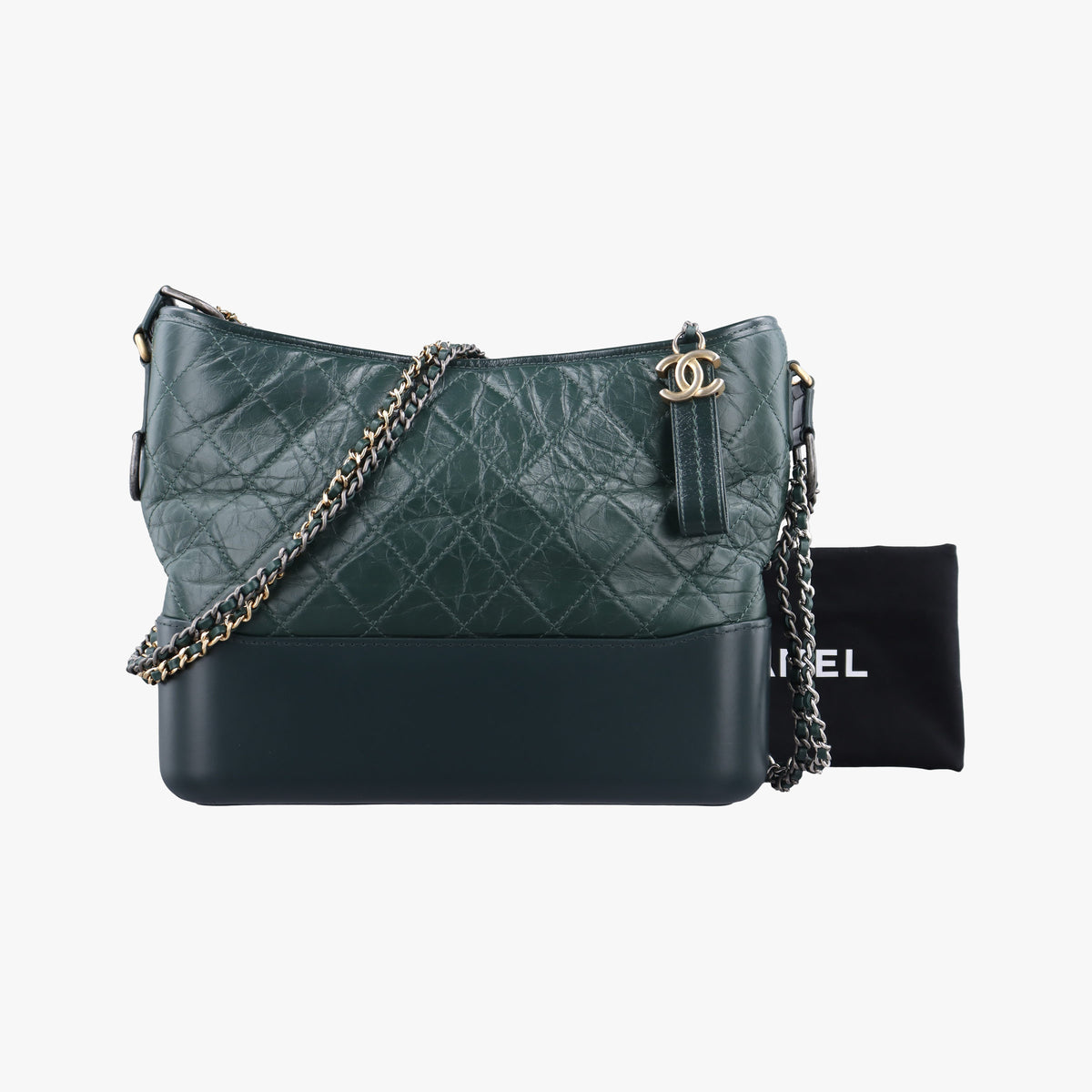 Pre-owned Chanel GABRIELLE Green Leather A93824 shoulderbag | stylenewstar
